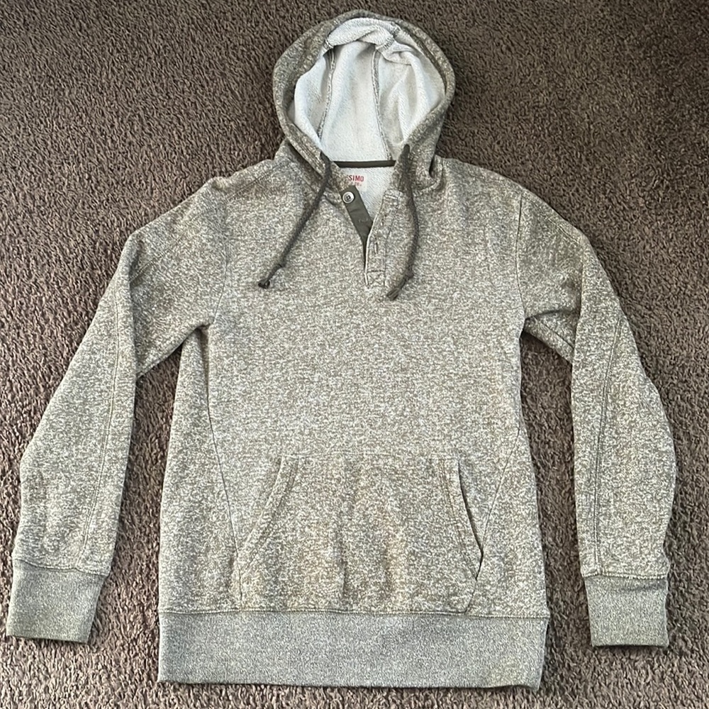 Heather green hoodie with buttons
